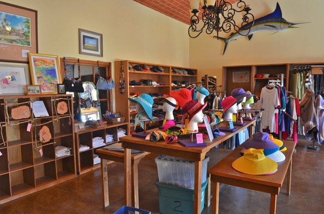 Hats and T-shirts for sale at the pavilion