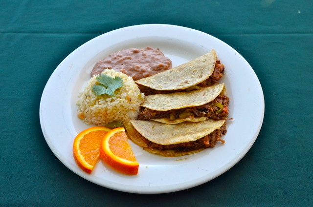 rice and beans restaurant taco plate