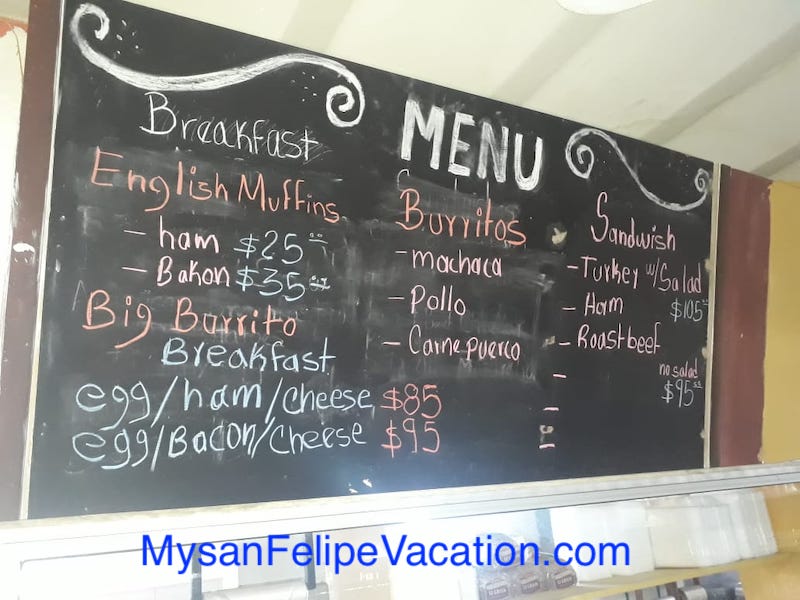 Rancho Market and Deli San Felipe - Breakfast menu