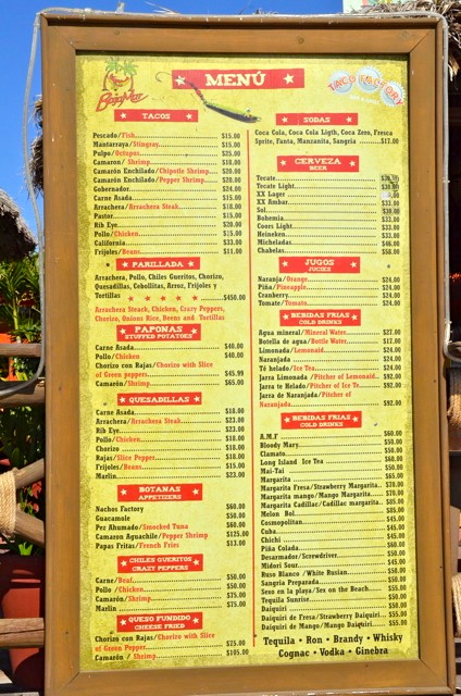 Taco factory restaurant menu 
